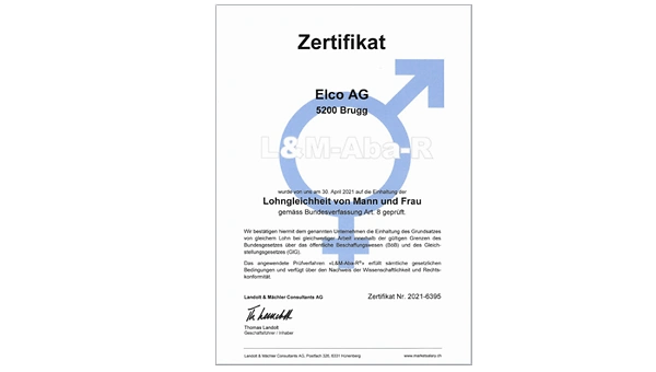 Zertifikat Lohngleichheit