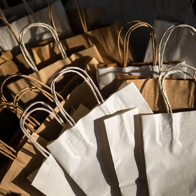 Papiertragetaschen mit Kordelhenkel small