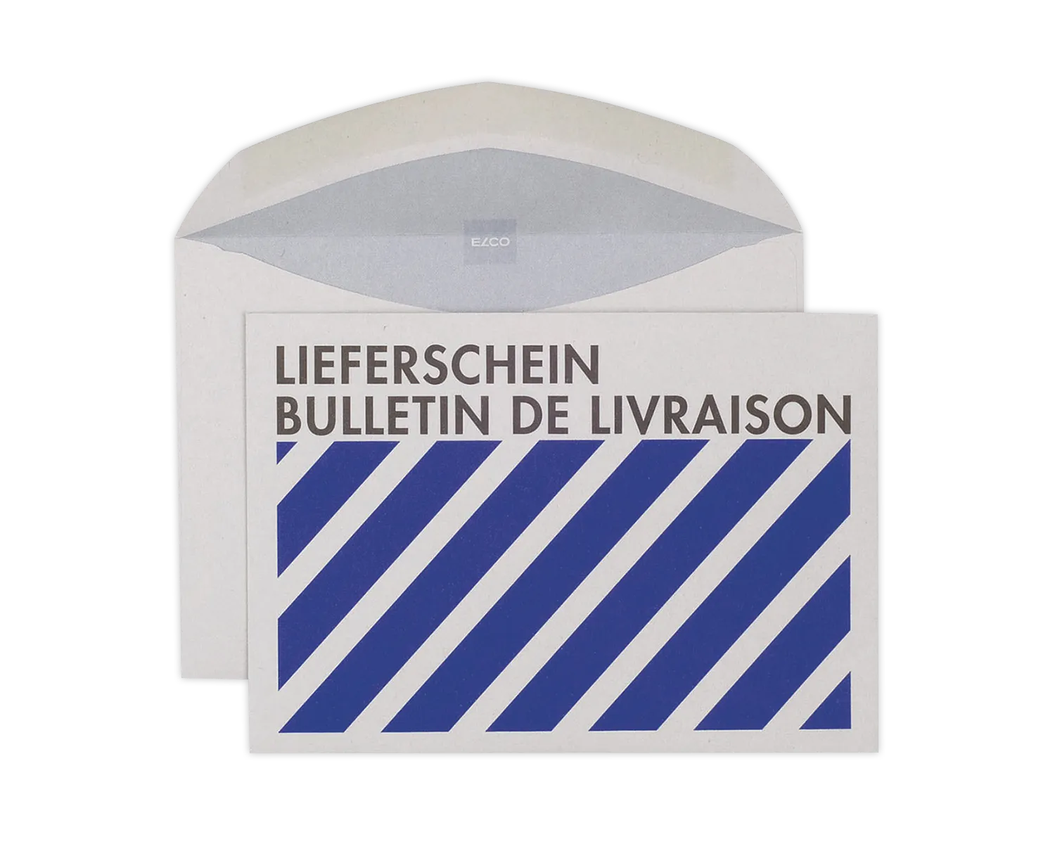 Couvert, ELCO, C6, ohne Fenster, Nassklebeverschluss, 80g/m2, weiss/blau