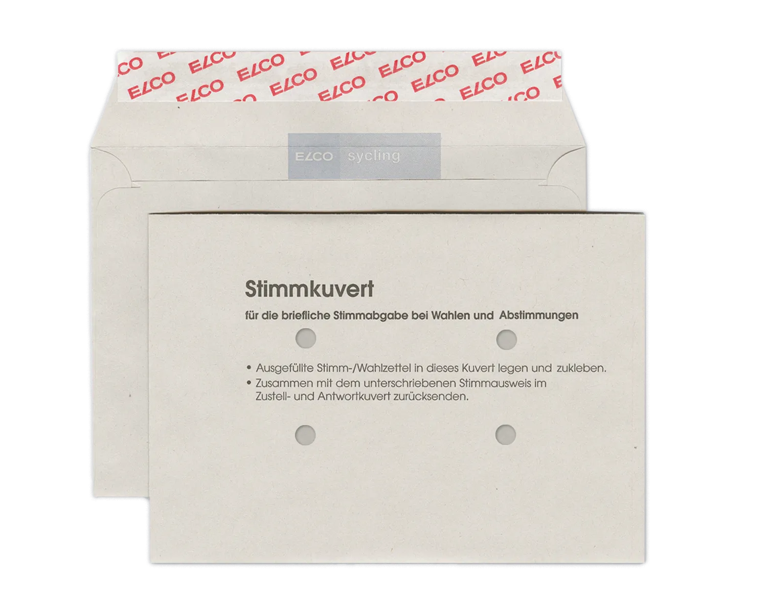 Stimmcouvert, ELCO Sycling, C6, ohne Fenster, Haftklebeverschluss, 80g/m2, grau