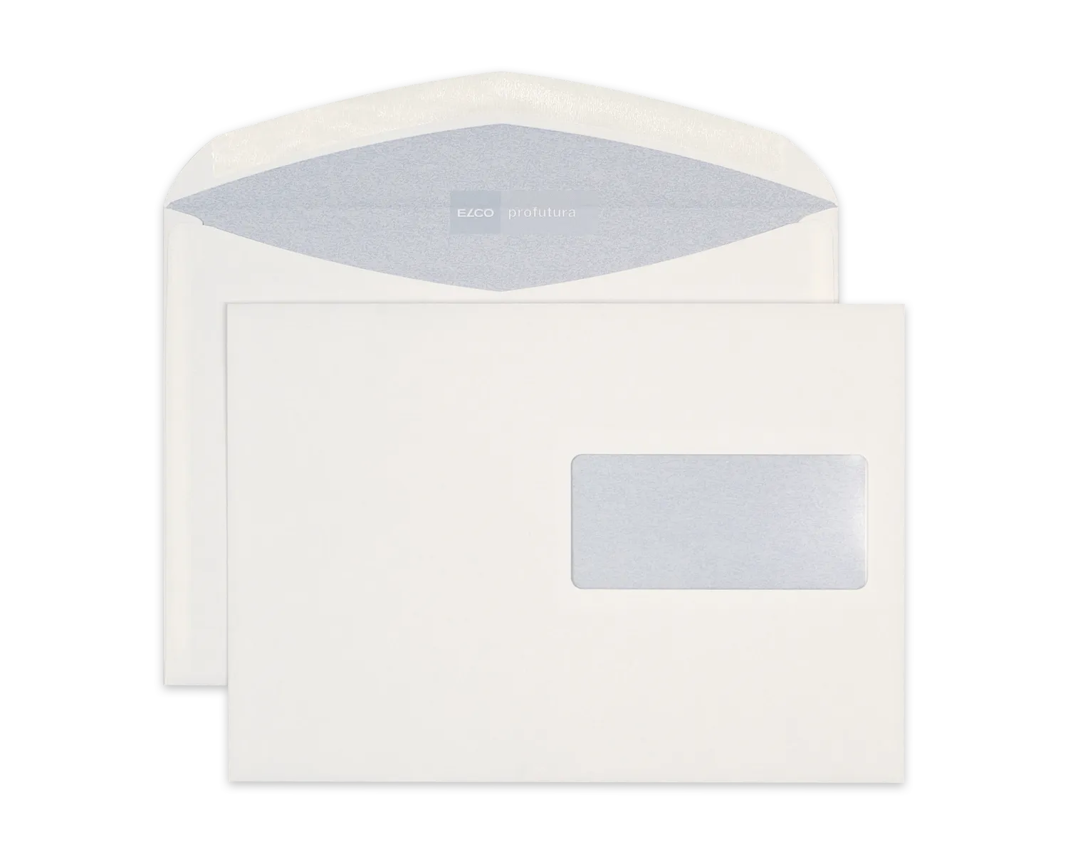 Couvert, ELCO Profutura, C5, Fenster Vorderseite rechts, Nassklebeverschluss, 100g/m2, naturweiss