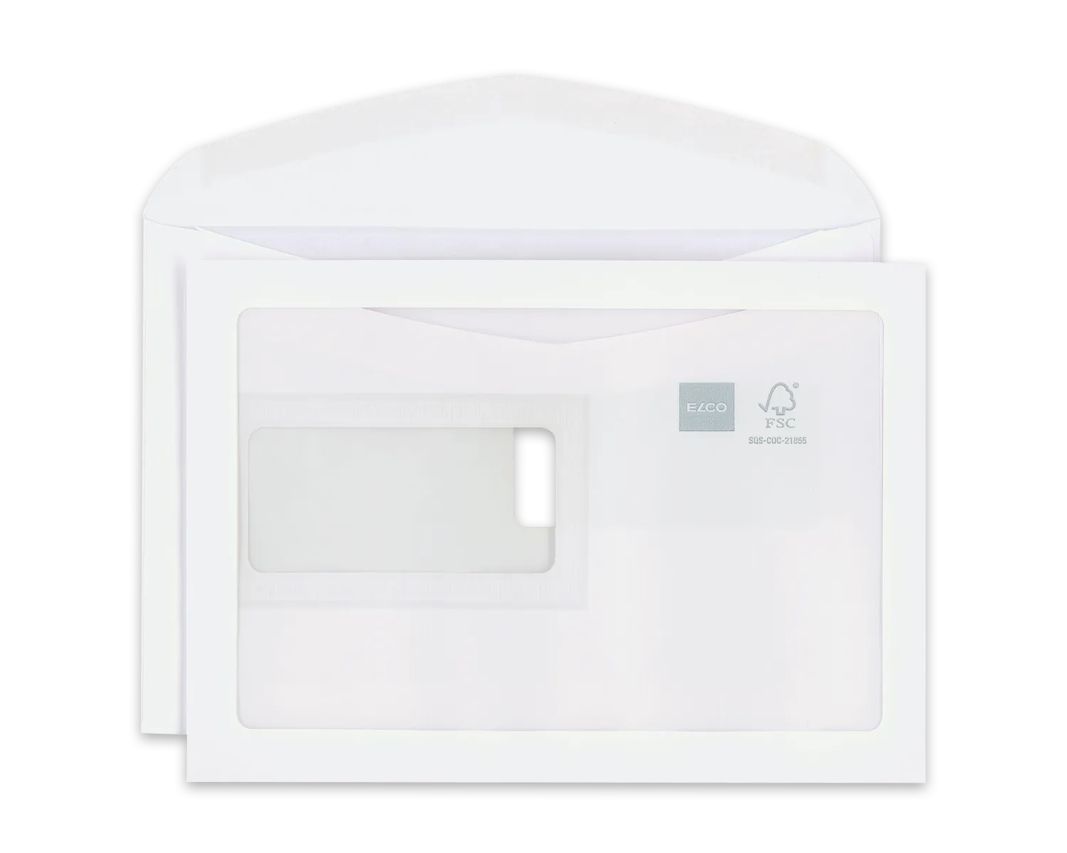 Couvert, ELCO Premium, C5, Fenster Vorderseite Maxiwindow, Fenster Rückseite rechts, Nassklebeverschluss, 100g/m2, weiss