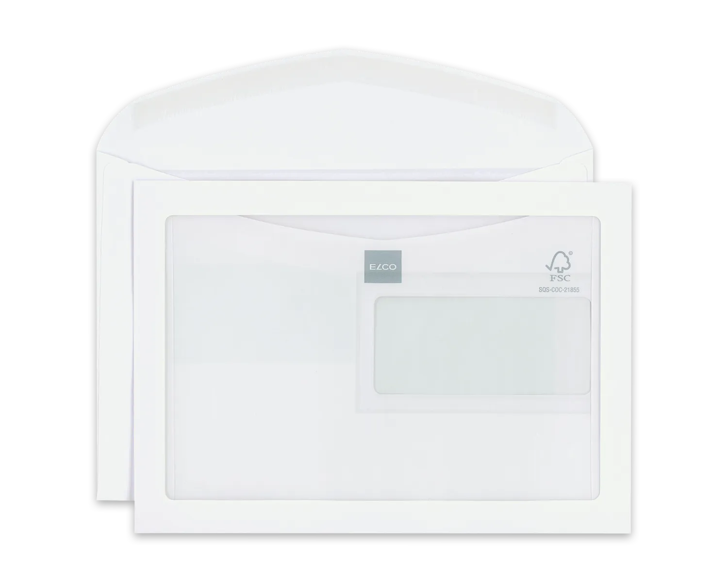Couvert, ELCO Premium, C5, Fenster Vorderseite Maxiwindow, Fenster Rückseite links, Nassklebeverschluss, 100g/m2, weiss