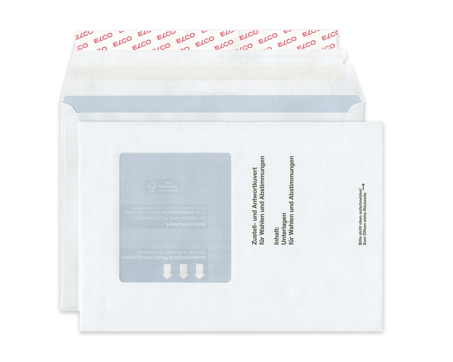 Stimmcouvert, ELCO, 245 x 170 mm, Fenster Vorderseite links, Haftklebeverschluss+Gummiert, 110g/m2, weiss