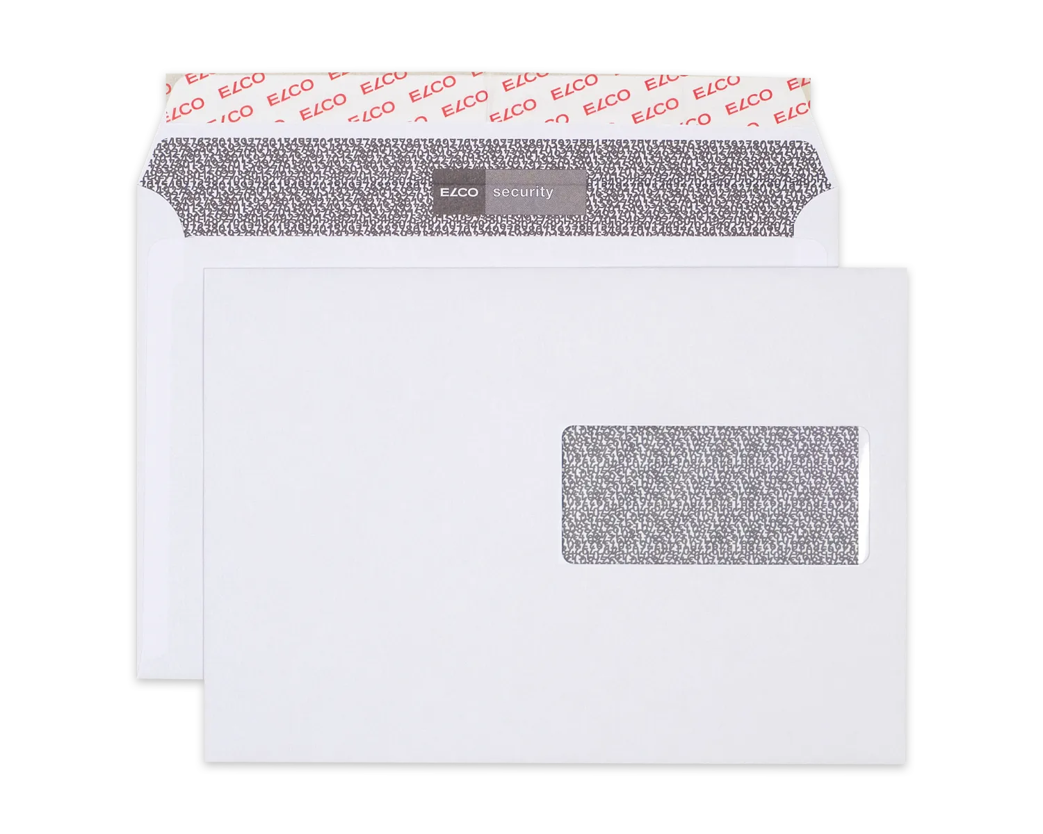Couvert, ELCO Security, C5, Fenster Vorderseite rechts, Haftklebeverschluss, 100g/m2, weiss