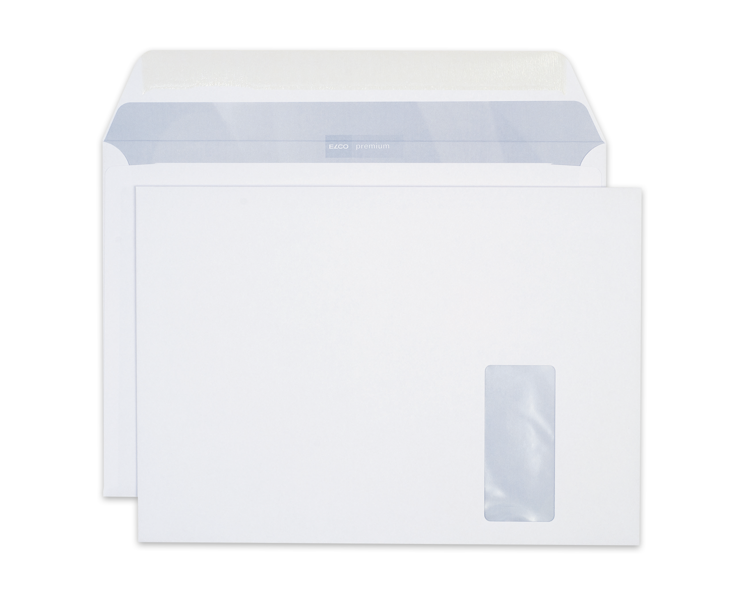 Image of Couvert, ELCO Premium, C4, Fenster Vorderseite rechts, Nassklebeverschluss, 120g/m2, weiss