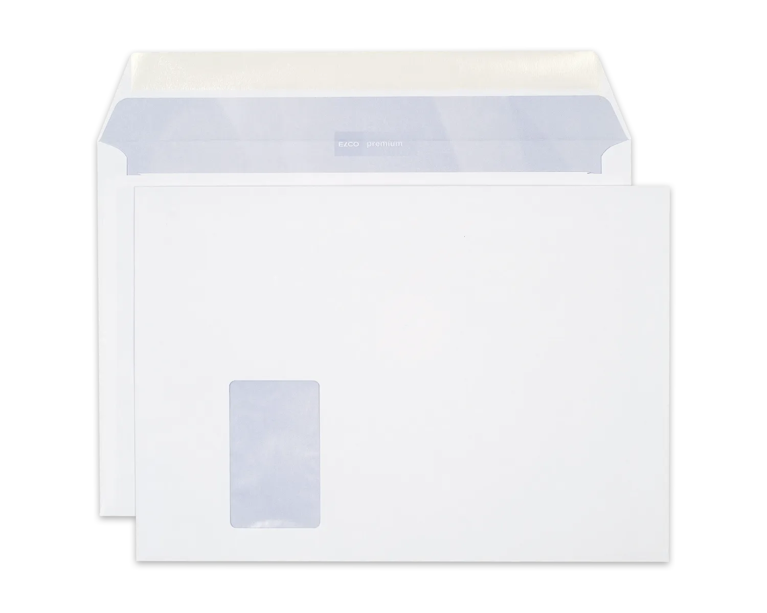 Couvert, ELCO Premium, C4, Fenster Vorderseite links, Nassklebeverschluss, 100g/m2, weiss