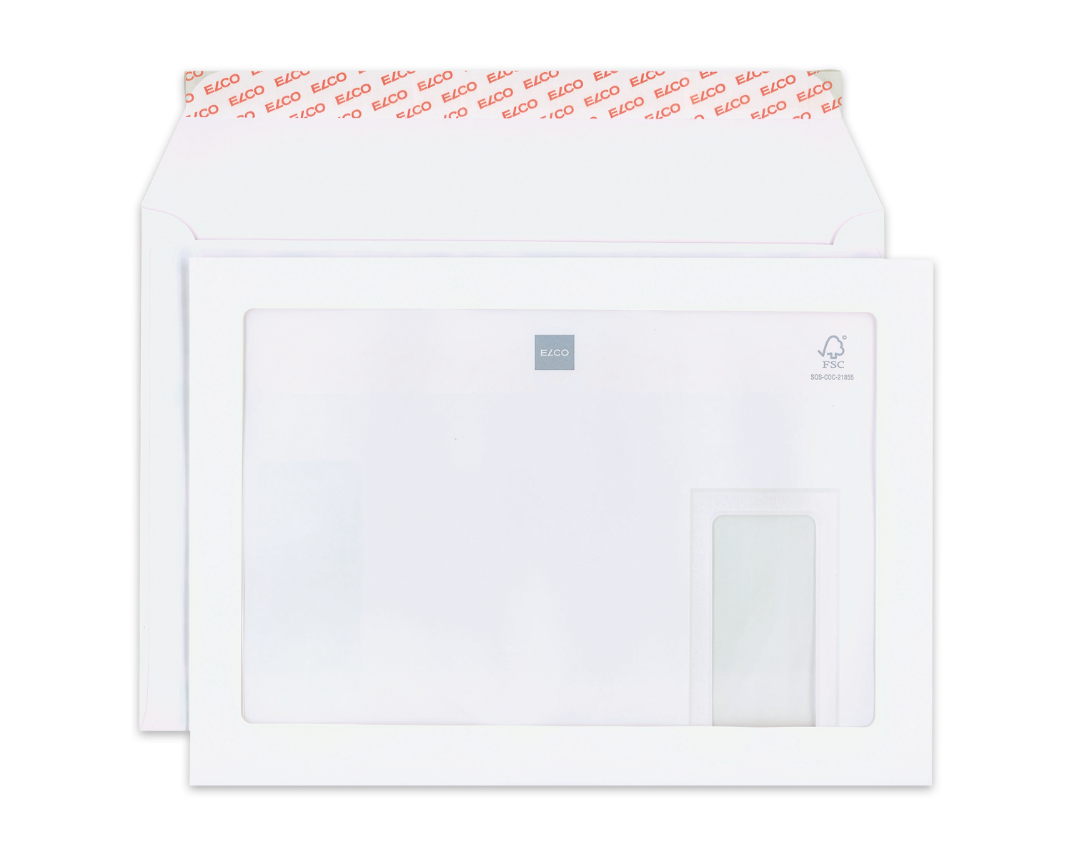 Image of Couvert, ELCO Premium, C4, Fenster Vorderseite Maxiwindow, Fenster Rückseite links, Haftklebeverschluss, 120g/m2, weiss