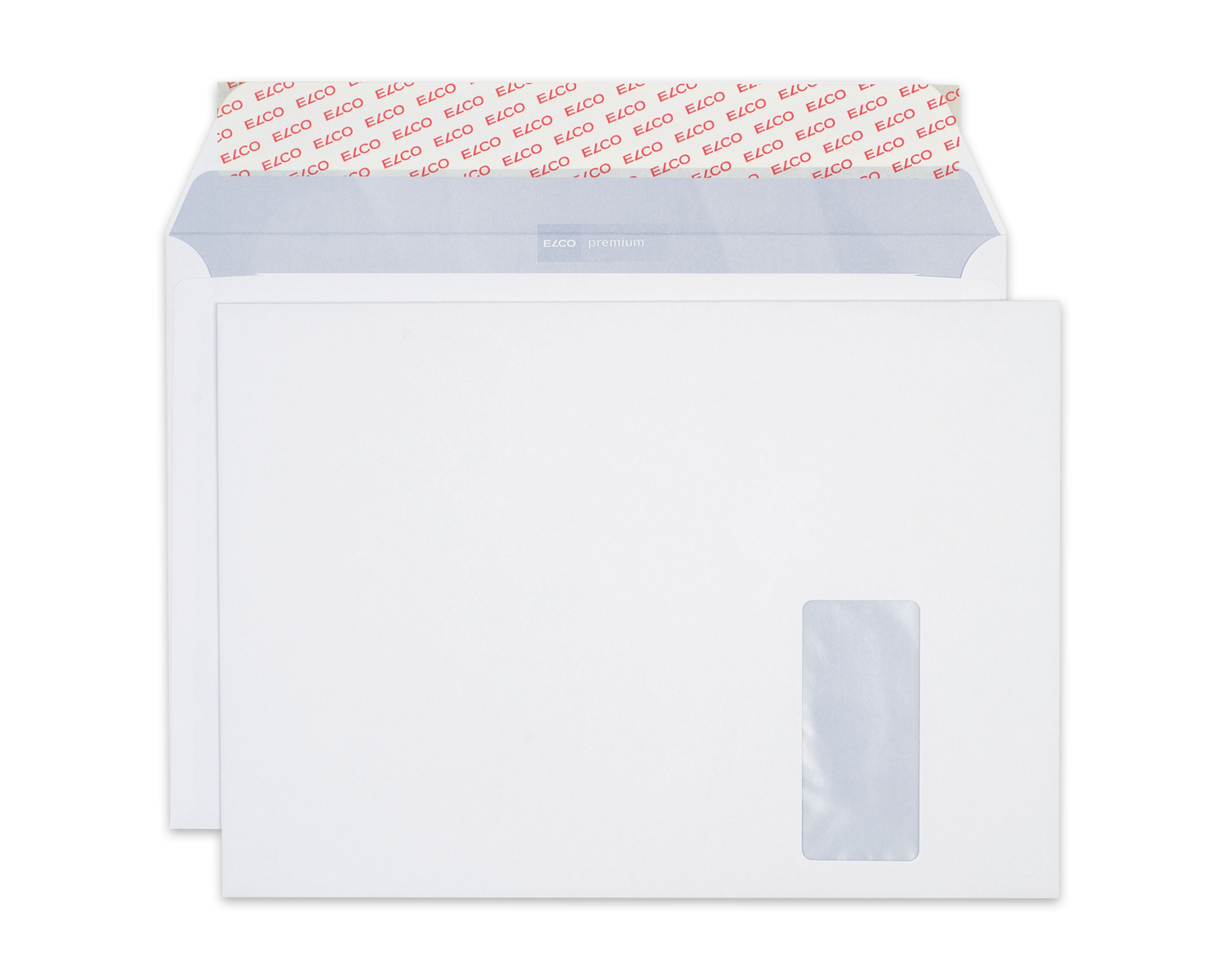 Image of Couvert, ELCO Premium, C4, Fenster Vorderseite rechts, Haftklebeverschluss, 120g/m2, weiss