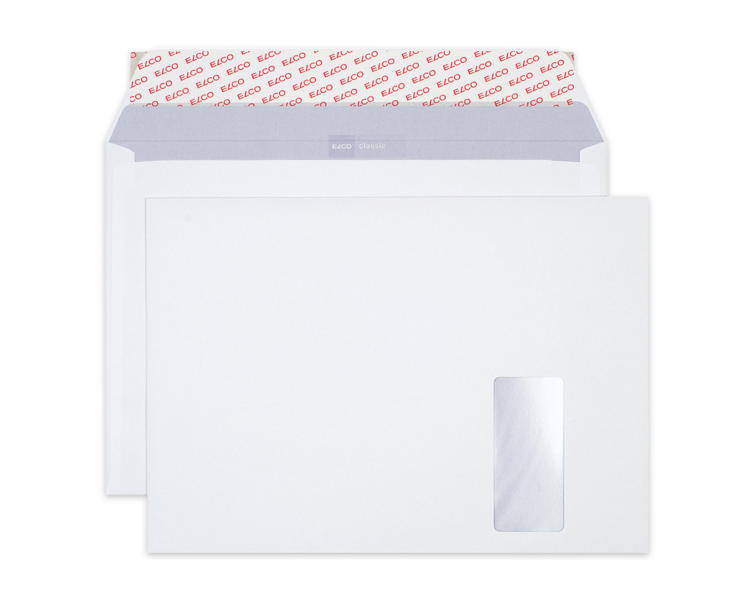Image of Couvert, ELCO Classic, C4, Fenster Vorderseite rechts, Haftklebeverschluss, 120g/m2, weiss