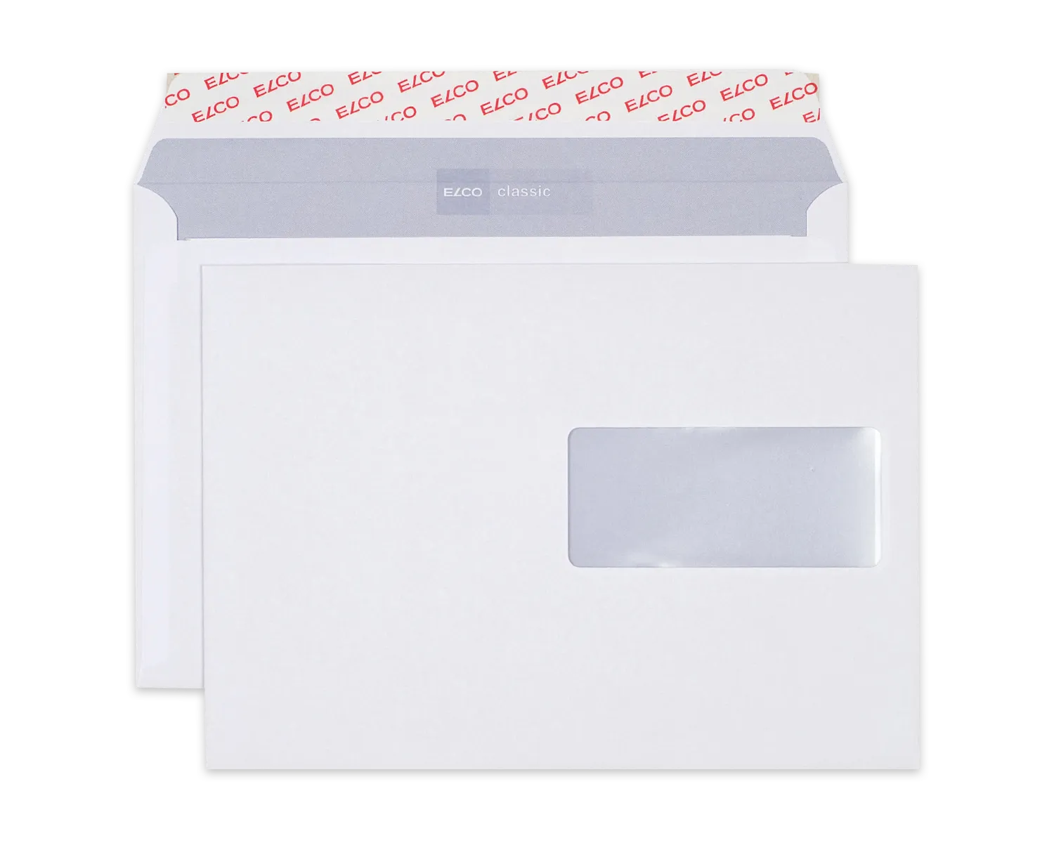 Couvert, ELCO Classic, C5, Fenster Vorderseite rechts, Haftklebeverschluss, 100g/m2, weiss