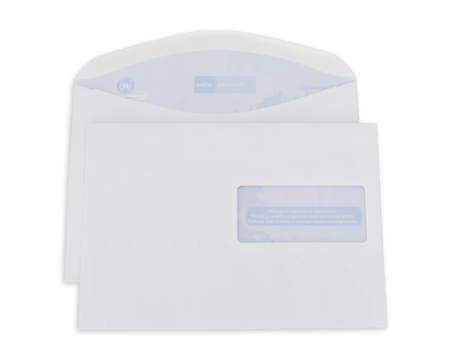 Couvert, ELCO Proclima, C5, Fenster Vorderseite rechts, Nassklebeverschluss, 100g/m2, weiss