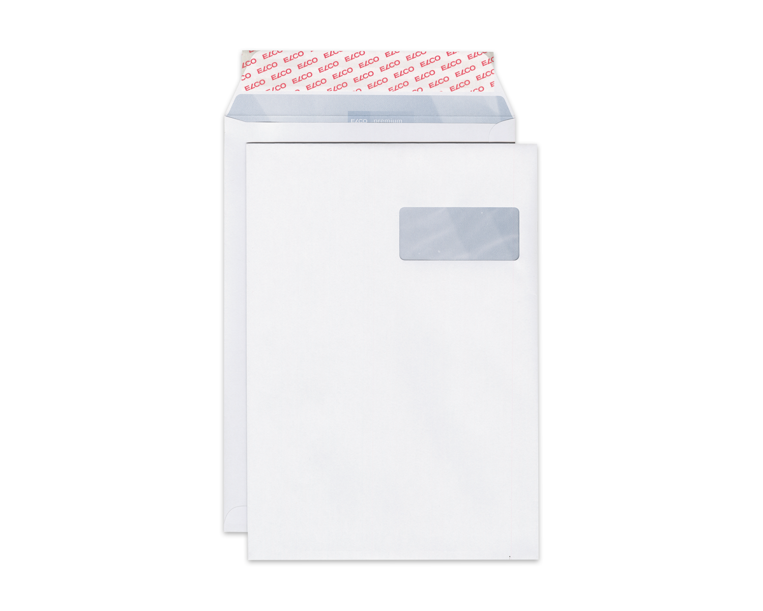 Image of Couvert mit Seitenklappe, ELCO Premium, 220 x 312 mm, Fenster Vorderseite rechts, Haftklebeverschluss, 120g/m2, weiss