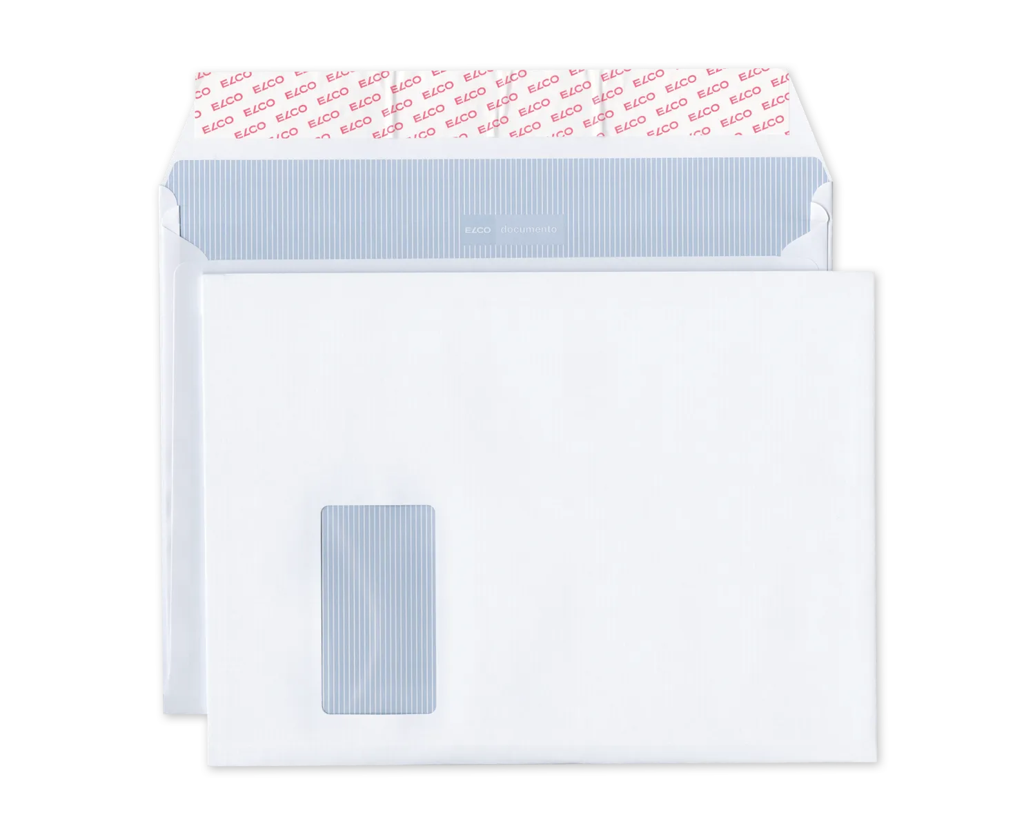 Couvert mit Seitenfalten, ELCO Documento, C4 Plus, Fenster Vorderseite links, Haftklebeverschluss, 120g/m2, weiss