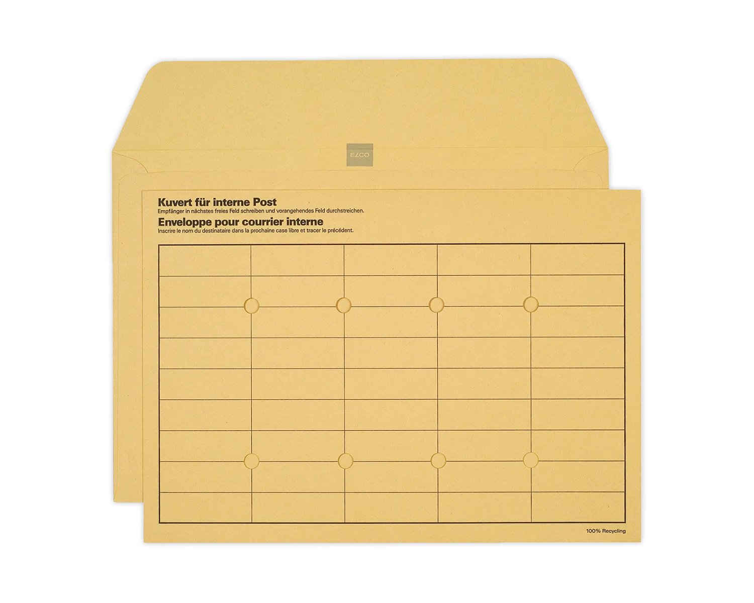 Enveloppe, ELCO, C4, Sans fen&ecirc;tre, Non gomm&eacute;e, 120g/m2, brun