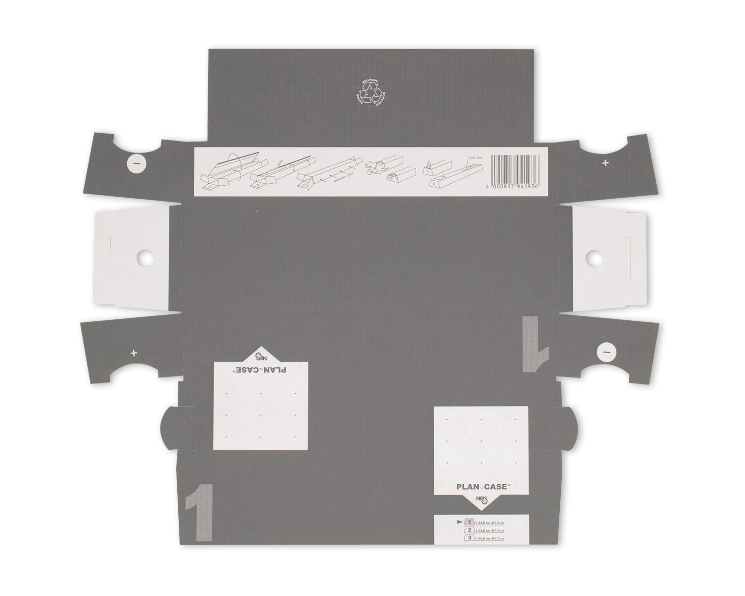 Carton d'expédition, ELCO Planbox, 158/115 x 440 x 82 mm, Fermeture à emboîtement, anthracite