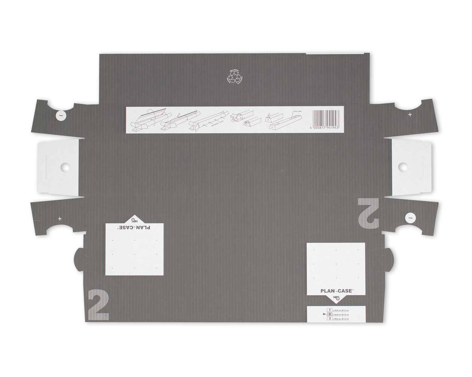 ELCO Planbox, 158/115 x 620 x 82 mm, Steckverschluss, anthrazit