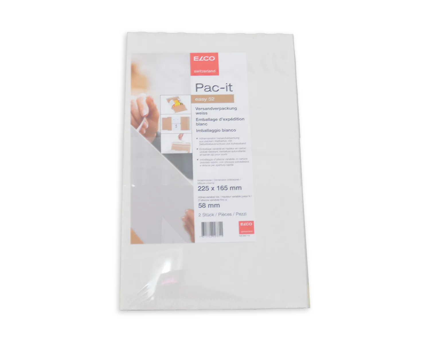 ELCO Easy, 225 x 165 x 58 mm, Haftklebeverschluss, weiss