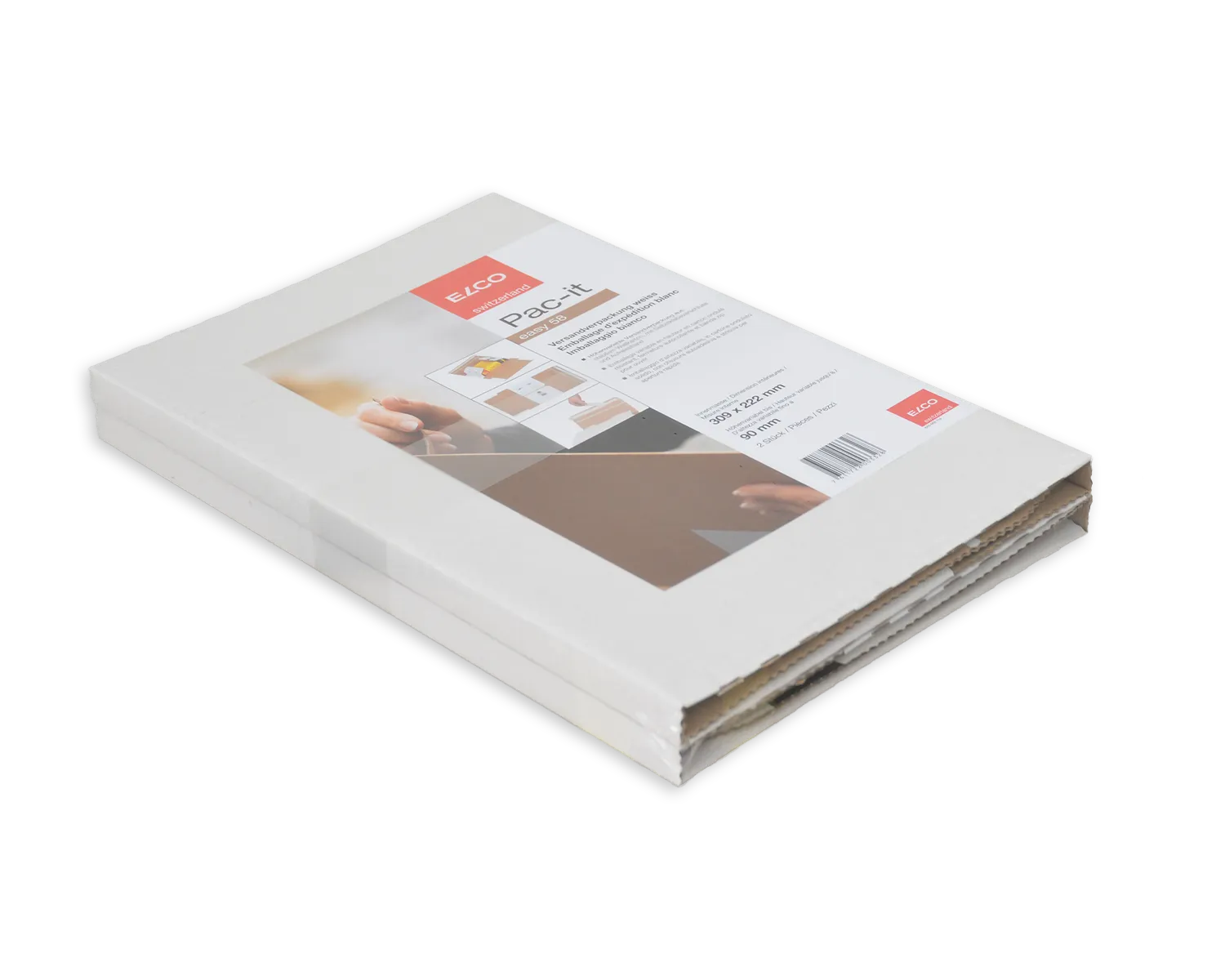 Emballage d'exp&eacute;dition, ELCO Easy, 309 x 222 x 90 mm, Fermeture auto-adh&eacute;sive, blanc