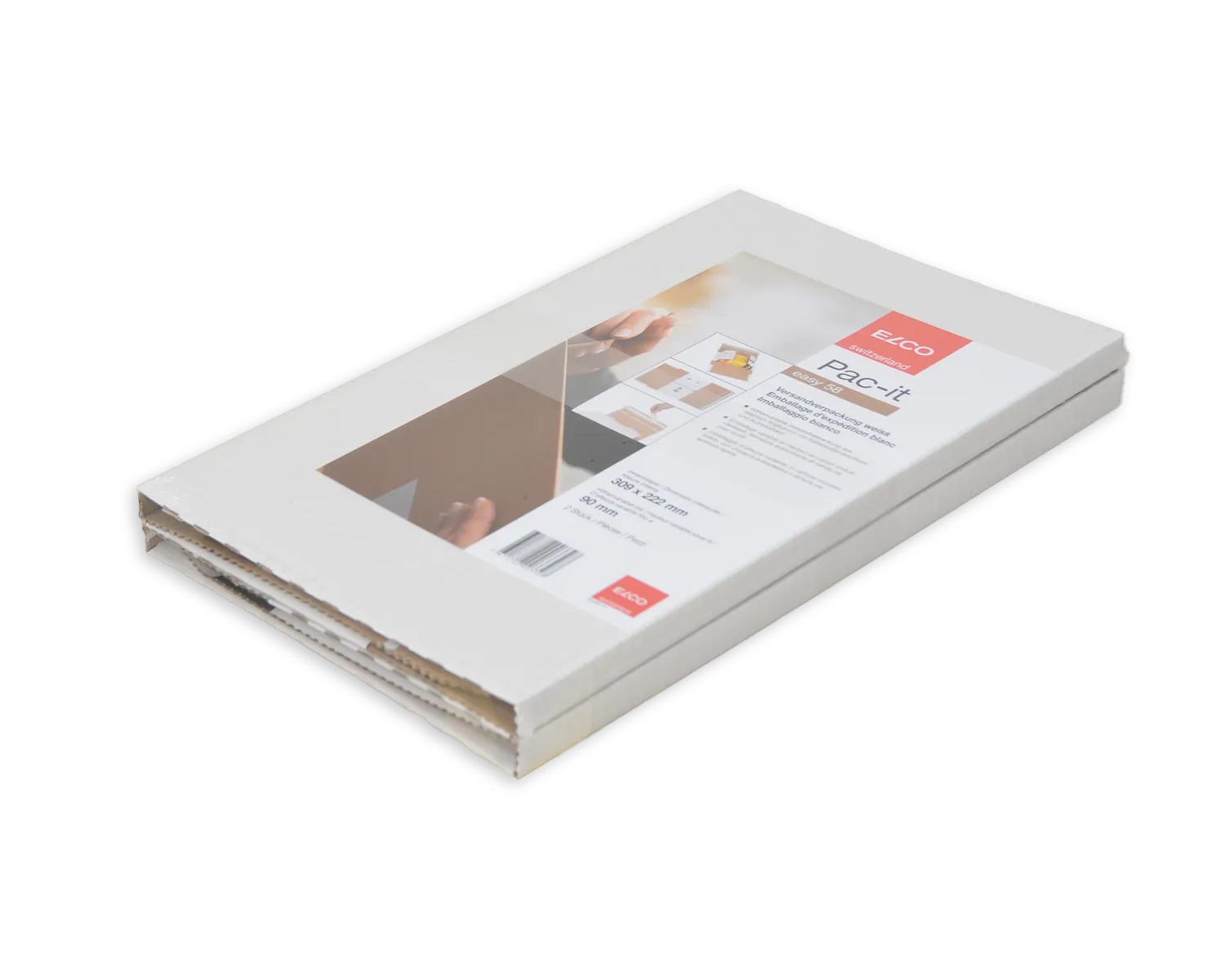 Emballage d'exp&eacute;dition, ELCO Easy, 309 x 222 x 90 mm, Fermeture auto-adh&eacute;sive, blanc