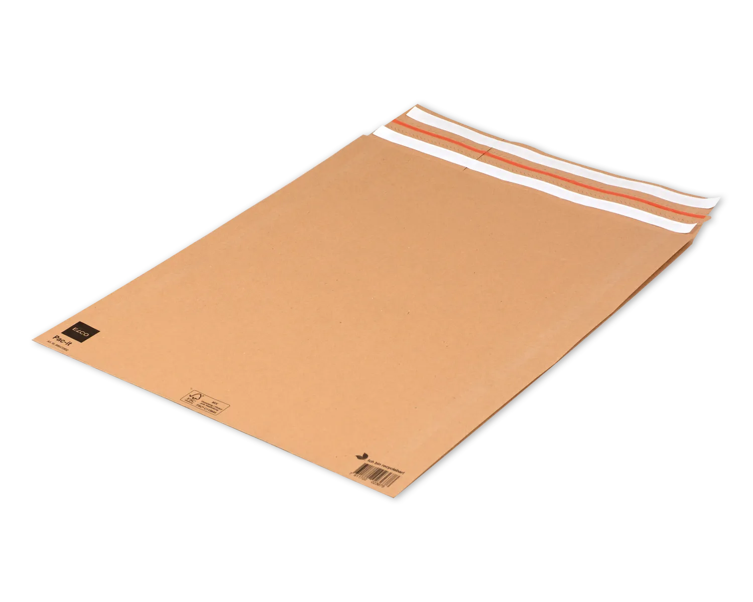 Sachets d'expédition en papier fond de pointe, ELCO , 450 x 545 x 80 mm, Double fermeture auto-adhésive, 135g/m2, brun