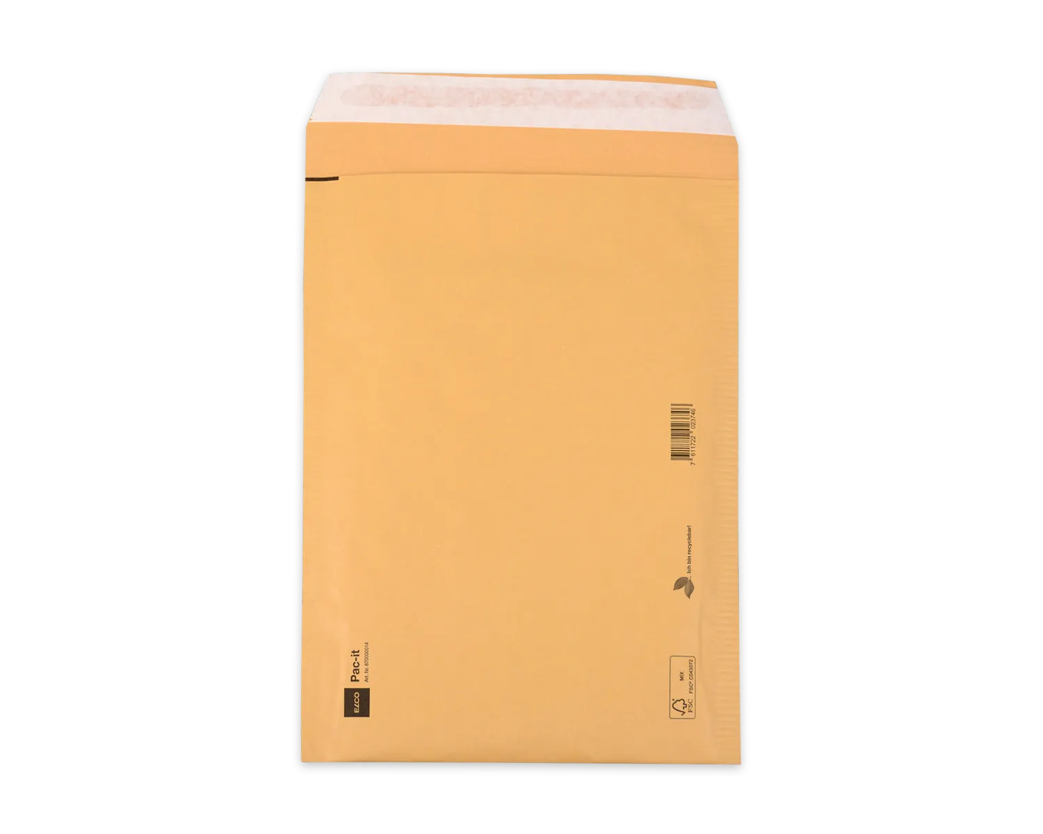 Pochette en papier rembourr&eacute;e, ELCO, 200 x 275 mm, Fermeture auto-adh&eacute;sive, 100g/m2, brun