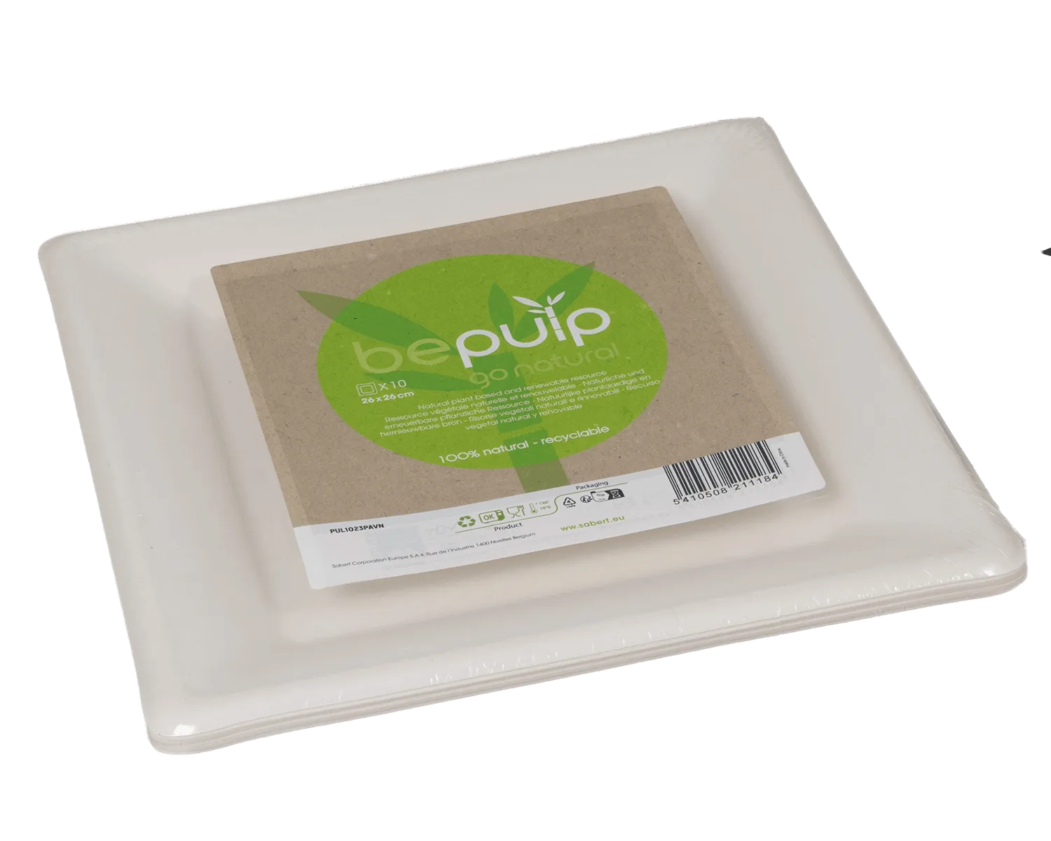 Bio Teller kompostierbar, quadratisch 26x26 cm - 10er Pack