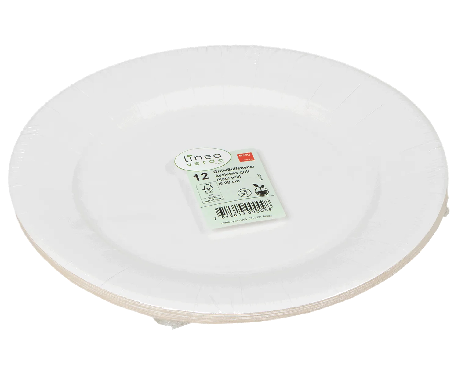 Assiette barbecue en Carton &agrave; base de fibres vierges 28cm