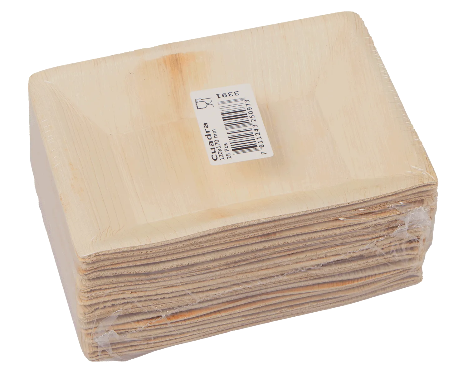 Assiette en feuille de palme, rectangulaire 12 x 17 cm