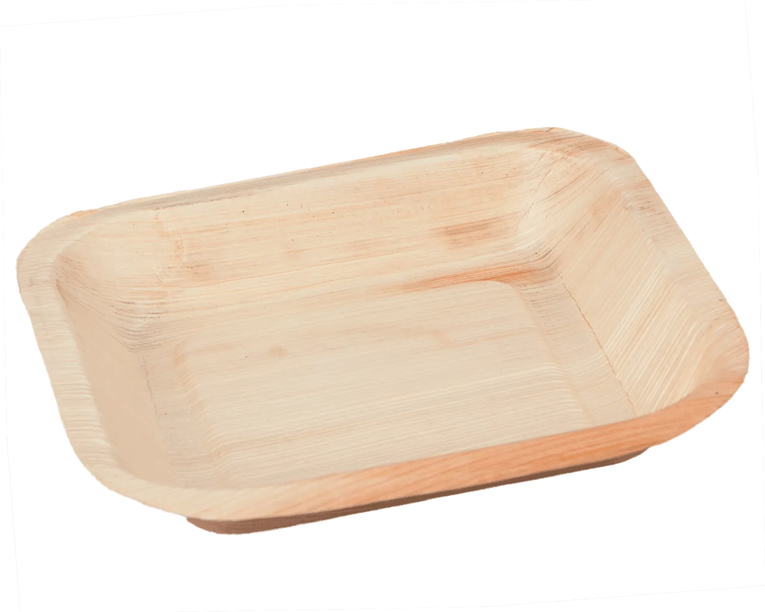 Assiette en feuille de palme, carr&eacute;e 17 x 17 cm