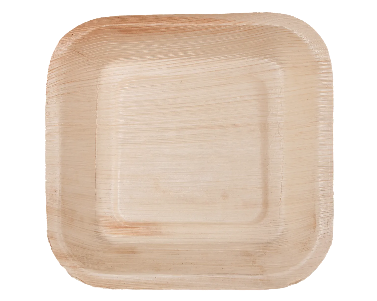 Assiette en feuille de palme, carr&eacute;e 17 x 17 cm