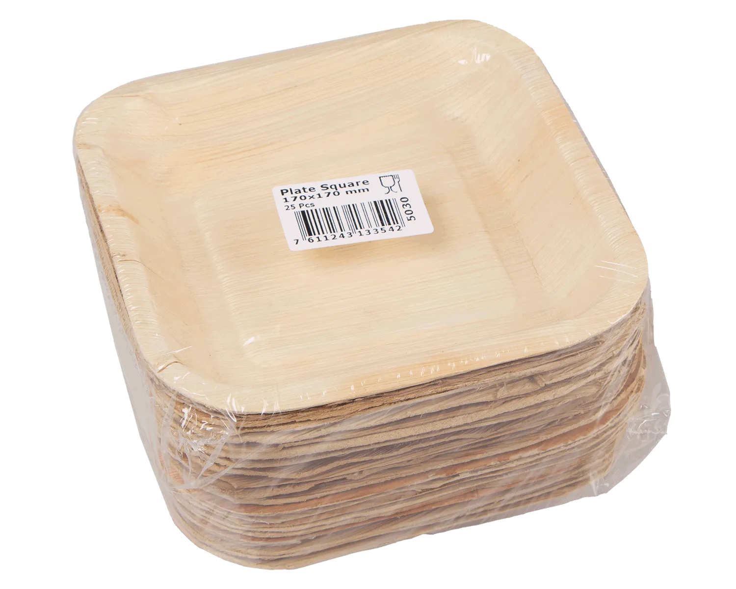 Teller aus Palmblatt, quadratisch 17x17cm - 25er Pack