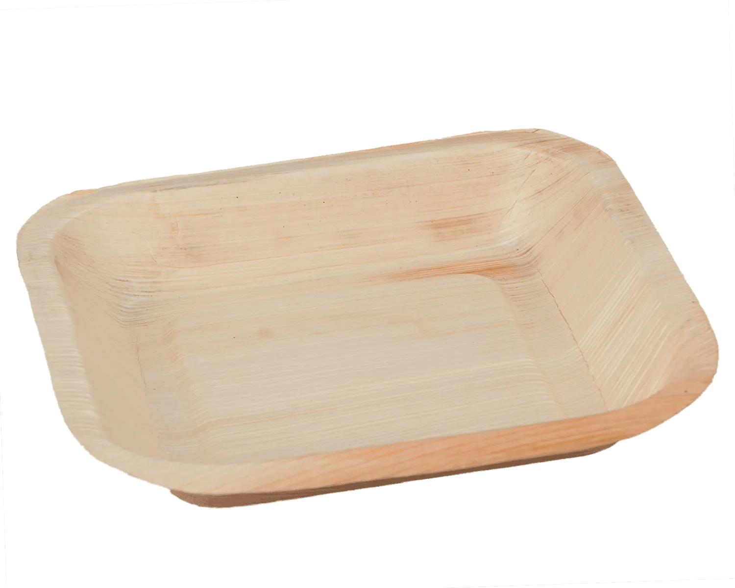 Assiette en feuille de palme, carr&eacute;e 24 x 24 cm