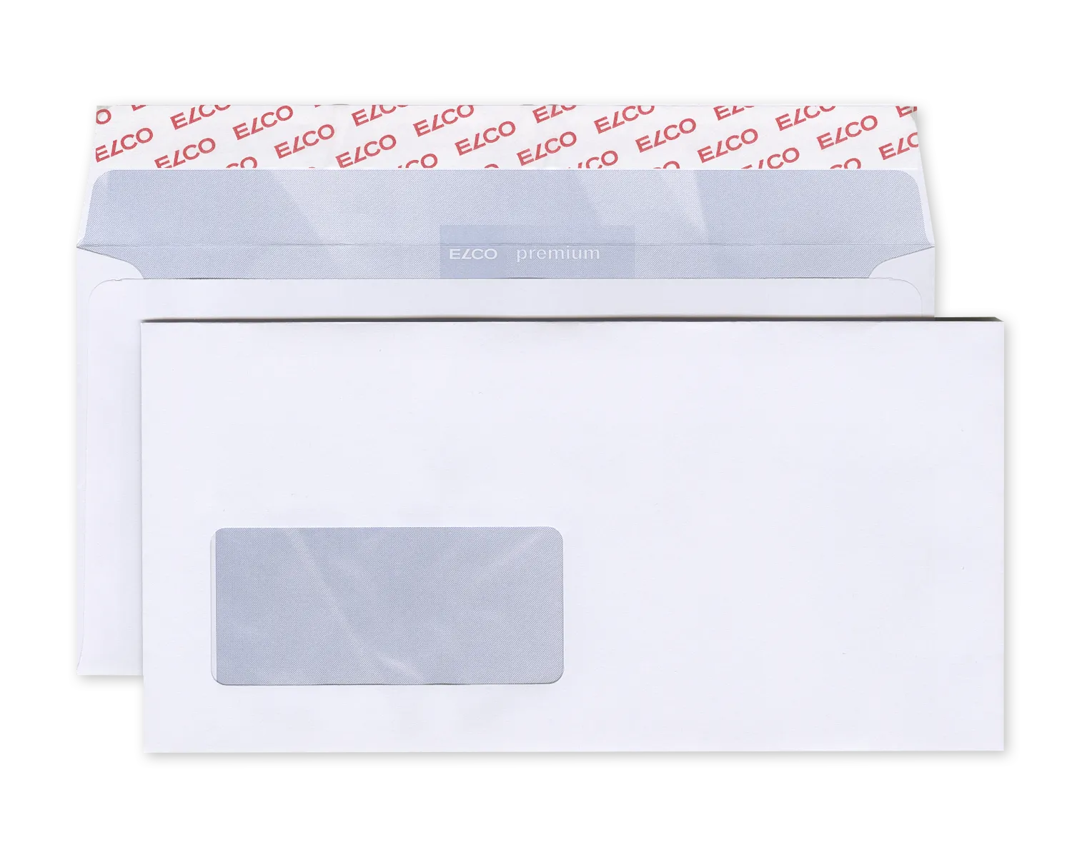 Couvert, ELCO Premium, 220 x 110 mm, Fenster Vorderseite links, Haftklebeverschluss, 100g/m2, weiss