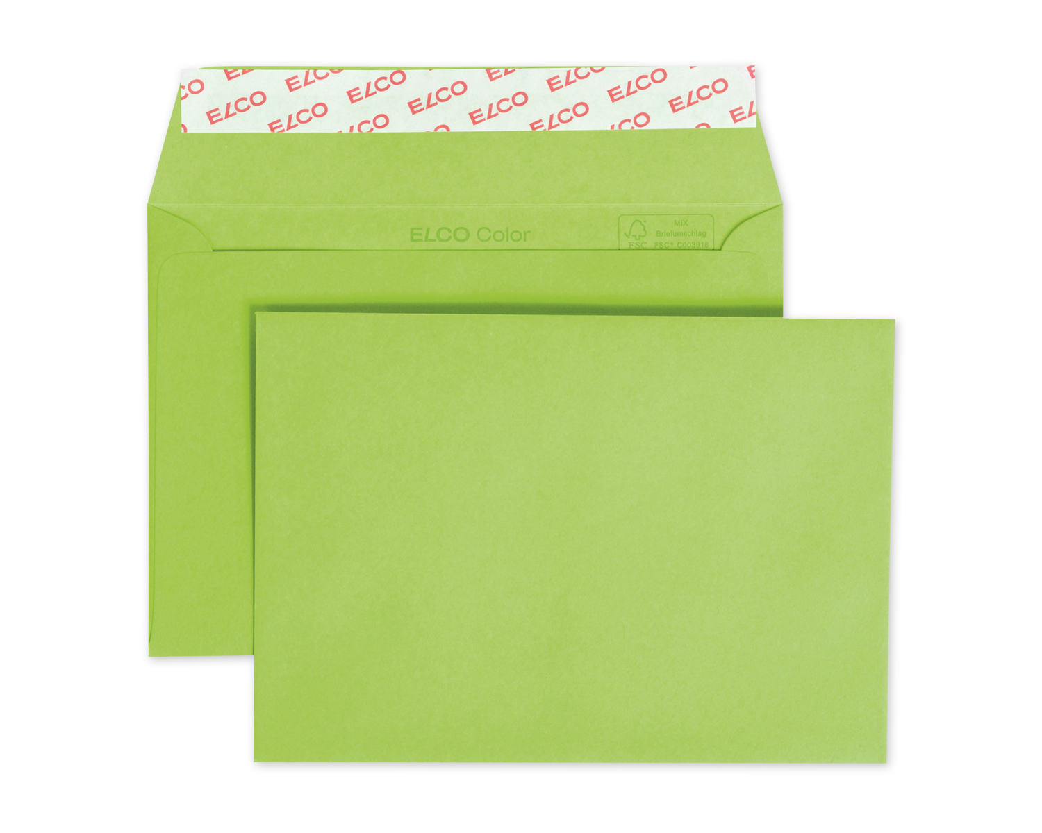Image of Couvert, ELCO Color, C6, ohne Fenster, Haftklebeverschluss, 100g/m2, intensivgrün