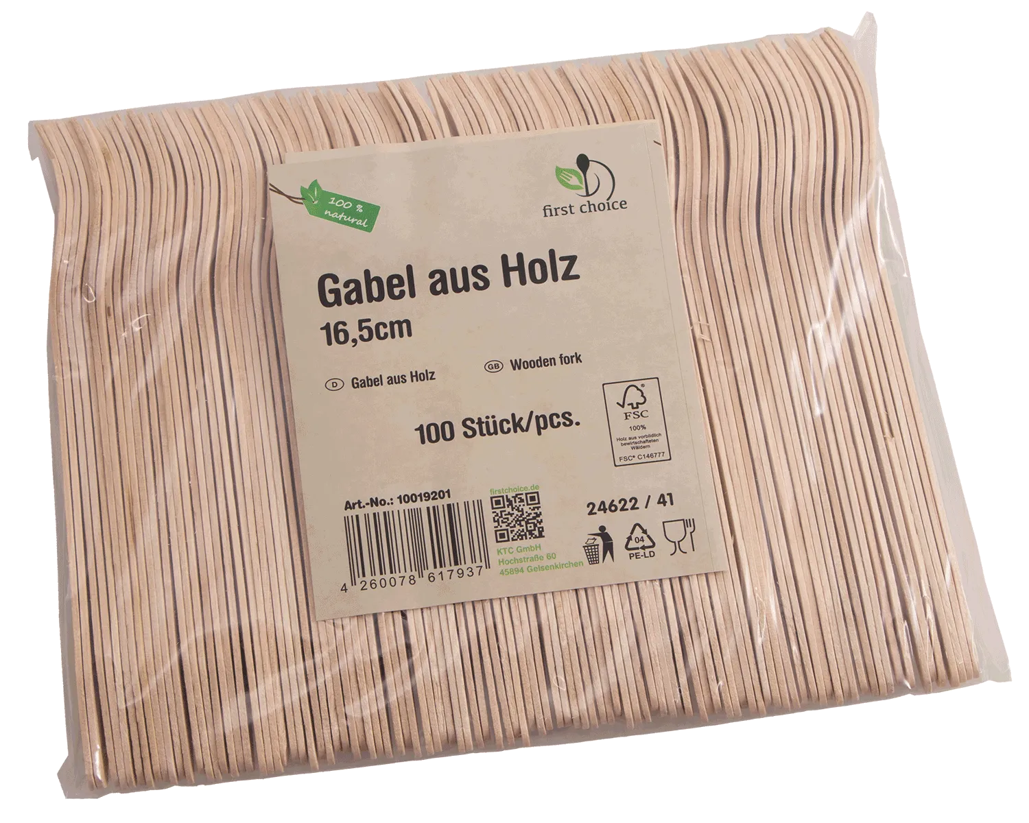 Gabeln aus Holz 16.5 cm - 100er Pack