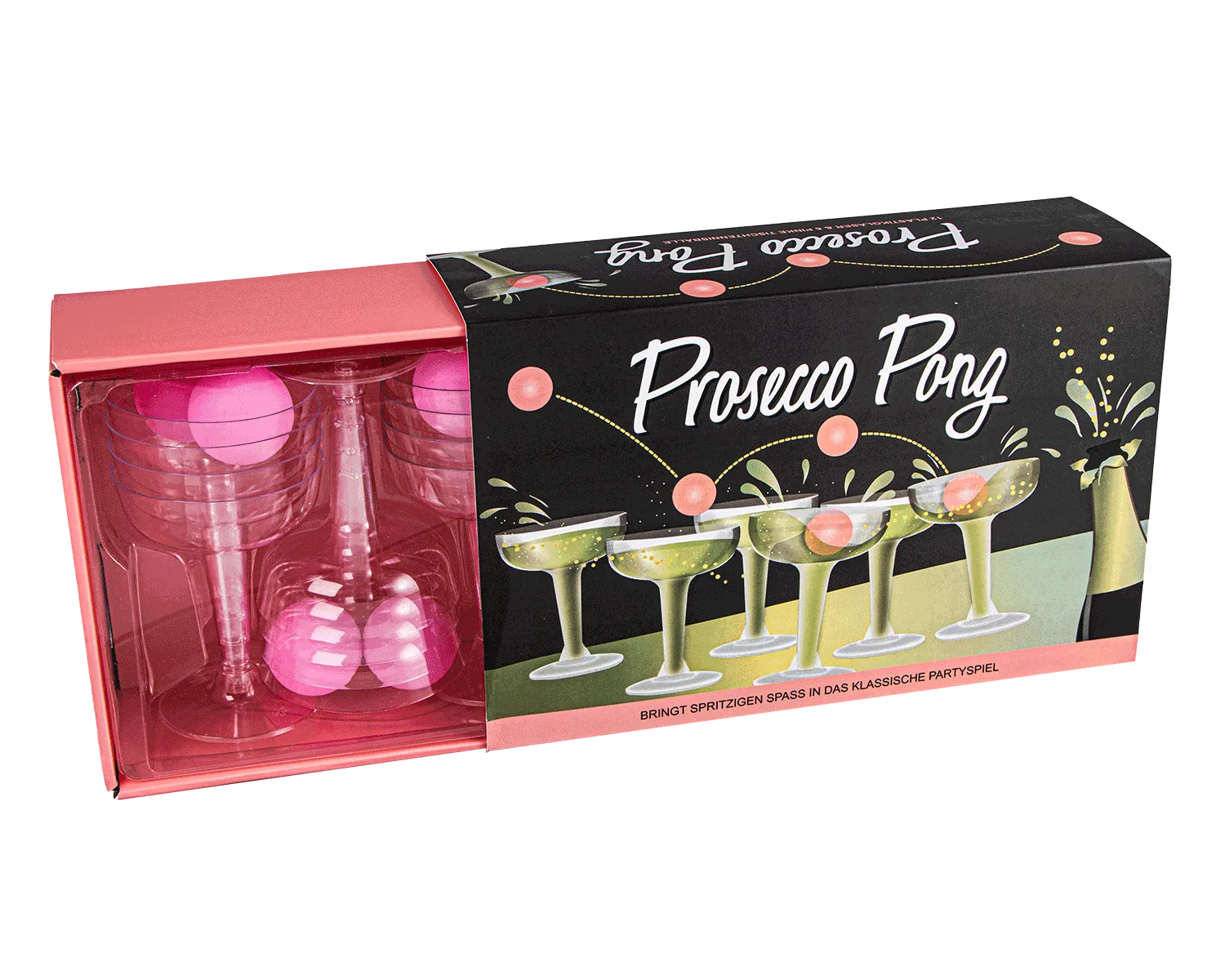 Prosecco Pong Set 12 Gläser und 6 Bälle