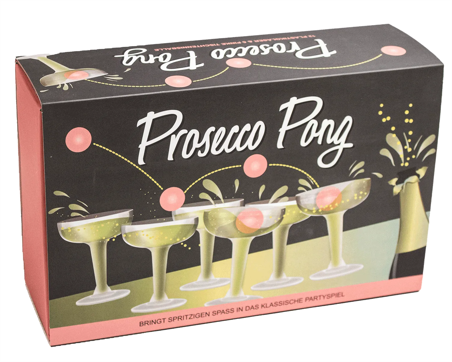 Prosecco Pong Set 12 Gläser und 6 Bälle