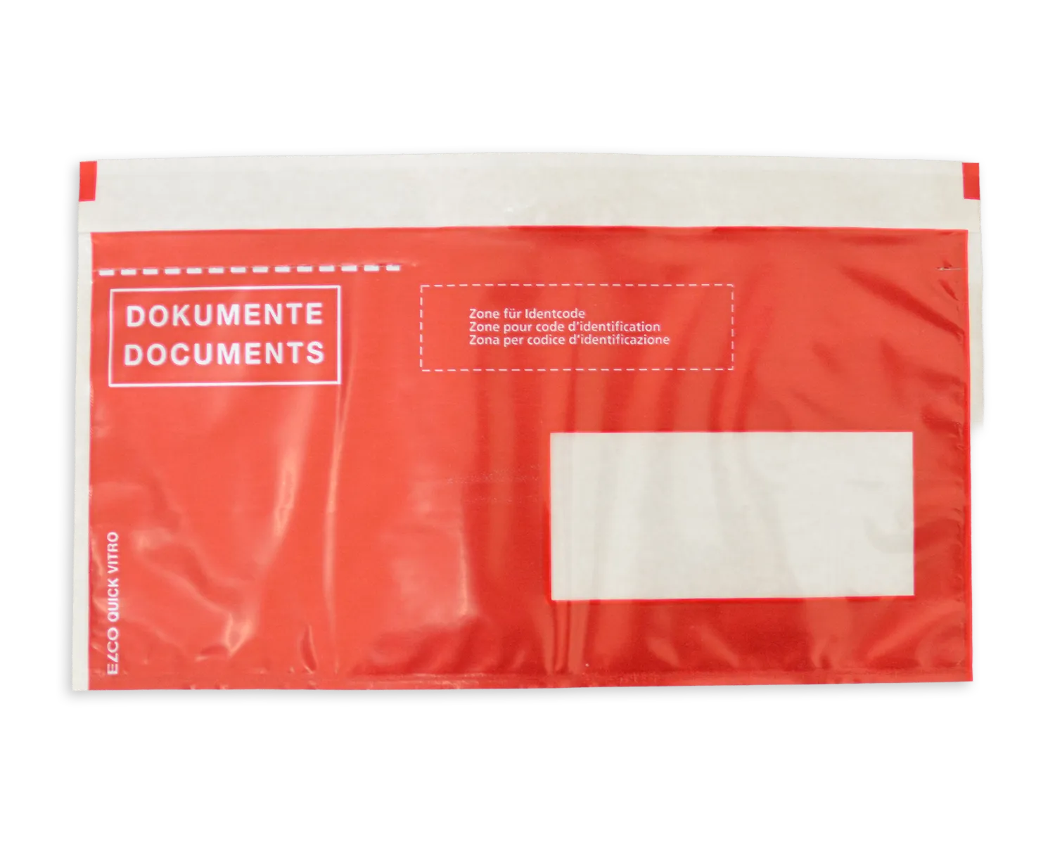 Porte-documents, ELCO Quick Vitro, C5/6, Fen&ecirc;tre recto droite, Fermeture auto-adh&eacute;sive, rouge