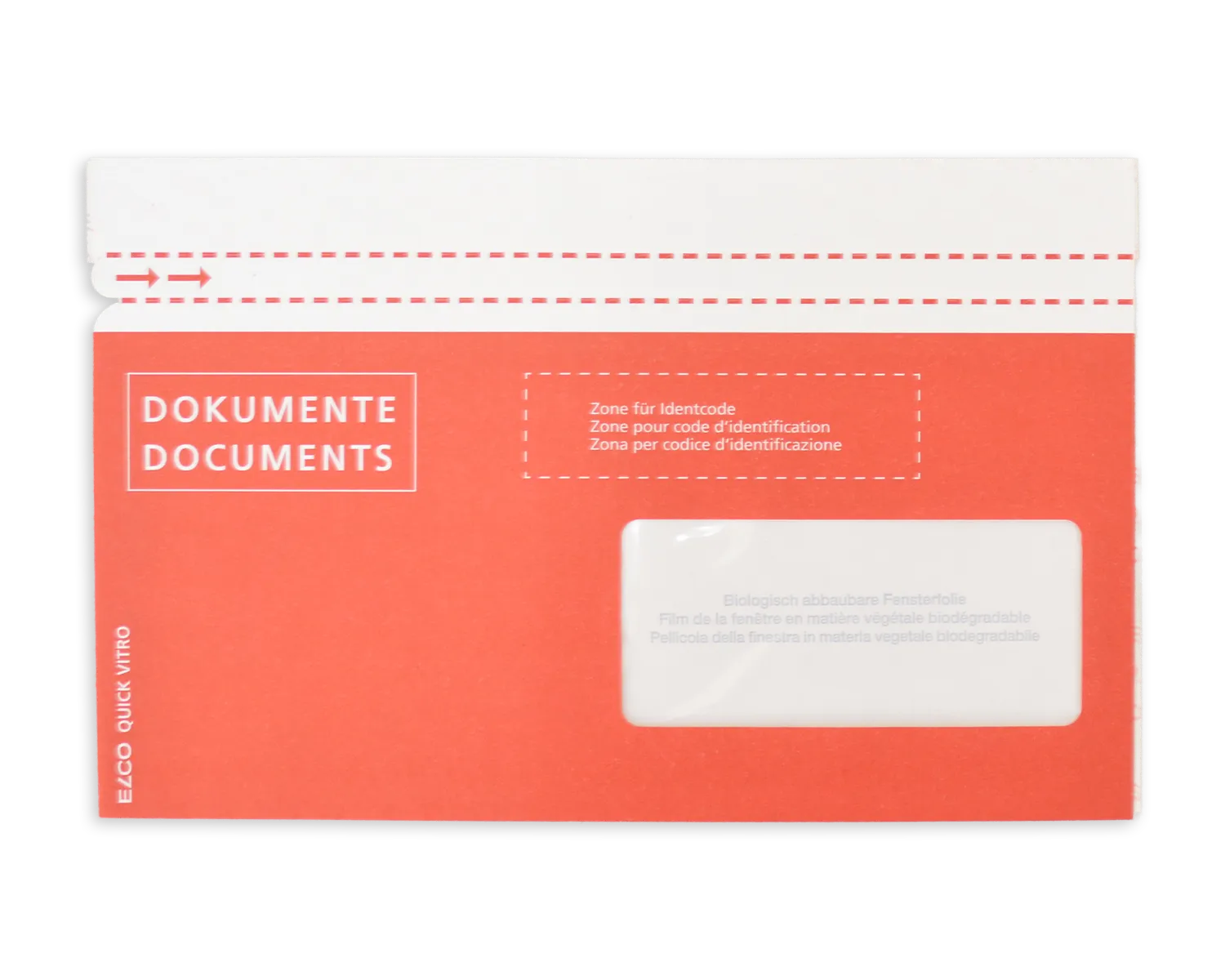 Porte-documents, ELCO Quick Vitro, C5/6, Fenêtre recto droite, Fermeture auto-adhésive, 110g/m2, rouge