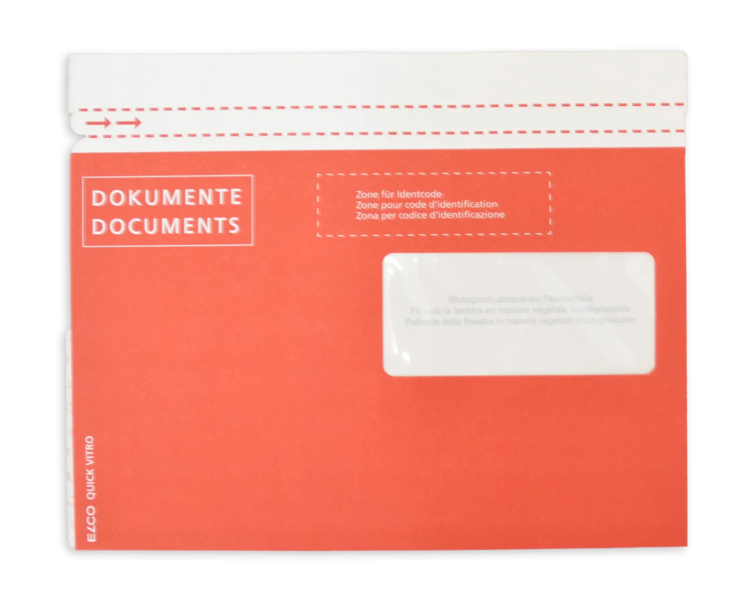 ELCO Quick Vitro, C5, Fenster Vorderseite rechts, Haftklebeverschluss, 110g/m2, rot