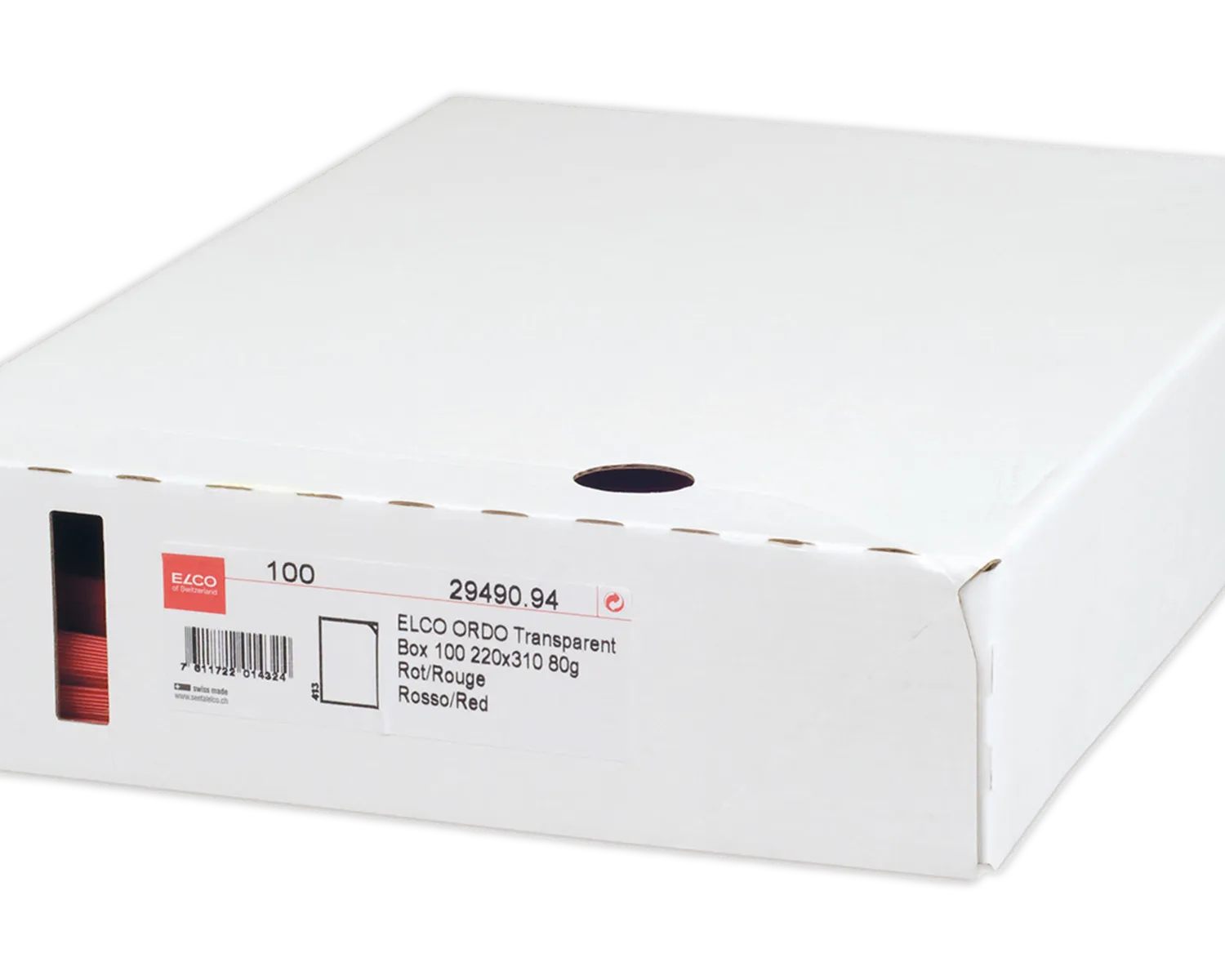 Organisationsmappe, ELCO Ordo Transparent, 220 x 310 mm, 80g/m2, rot