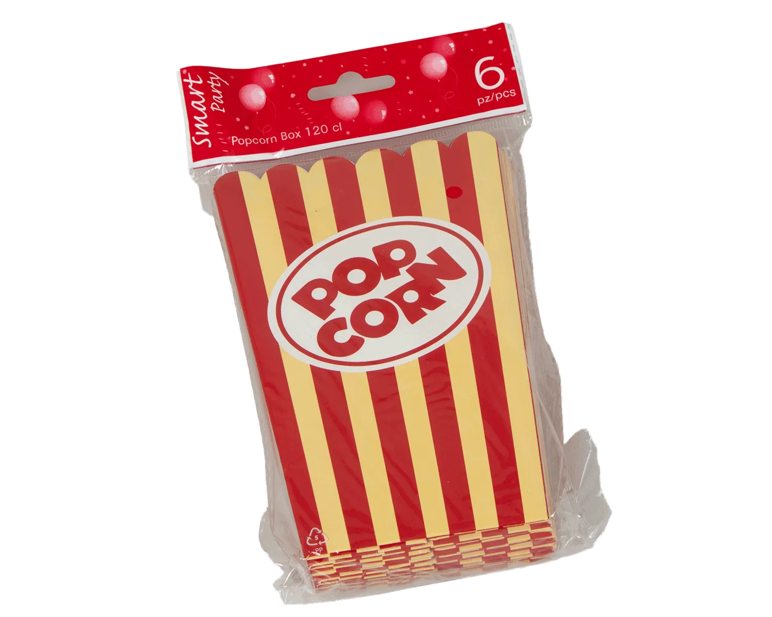 Popcorn-Becher aus Karton 10x10x16cm - 6er Pack