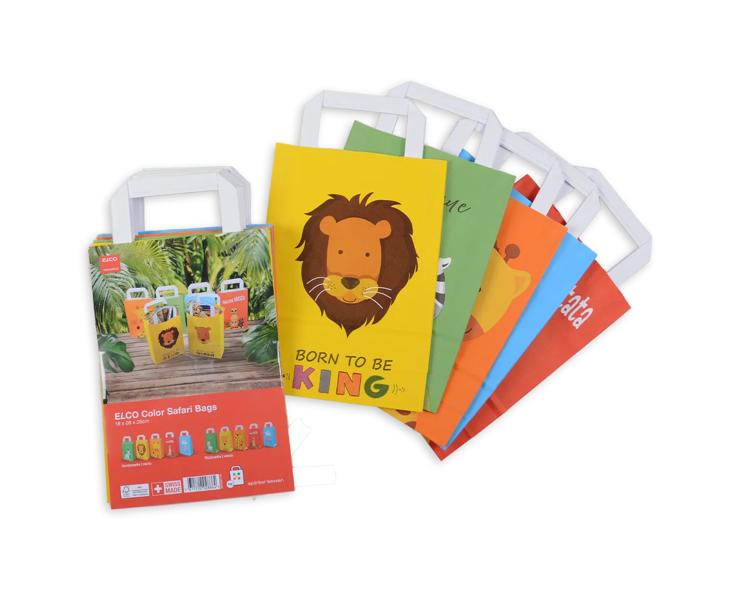 Papiertragetasche, ELCO Color, 18 x 8 x 26 cm, 90g/m2, Geschenktaschen Set