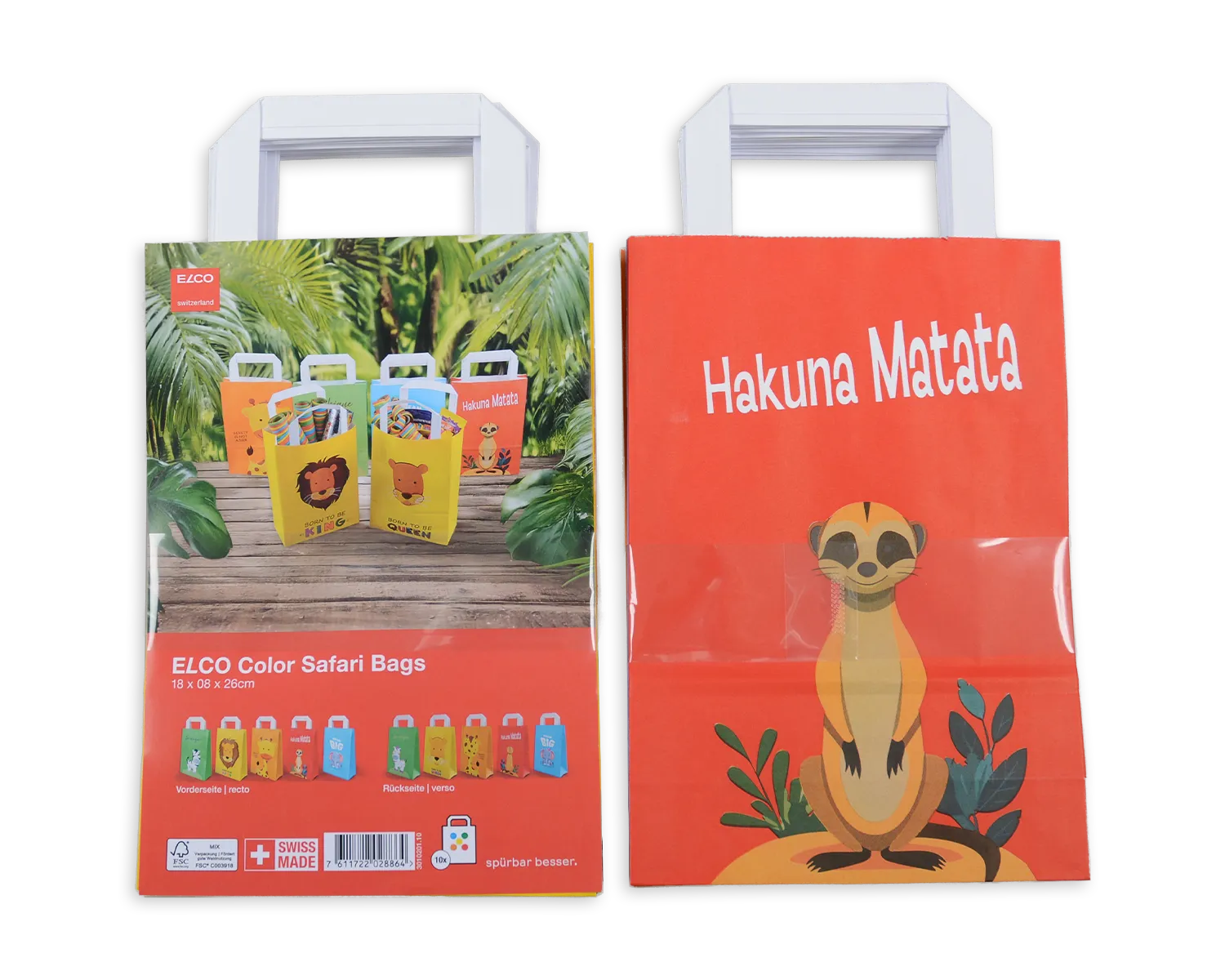 Papiertragetasche, ELCO Color, 18 x 8 x 26 cm, 90g/m2, Geschenktaschen Set