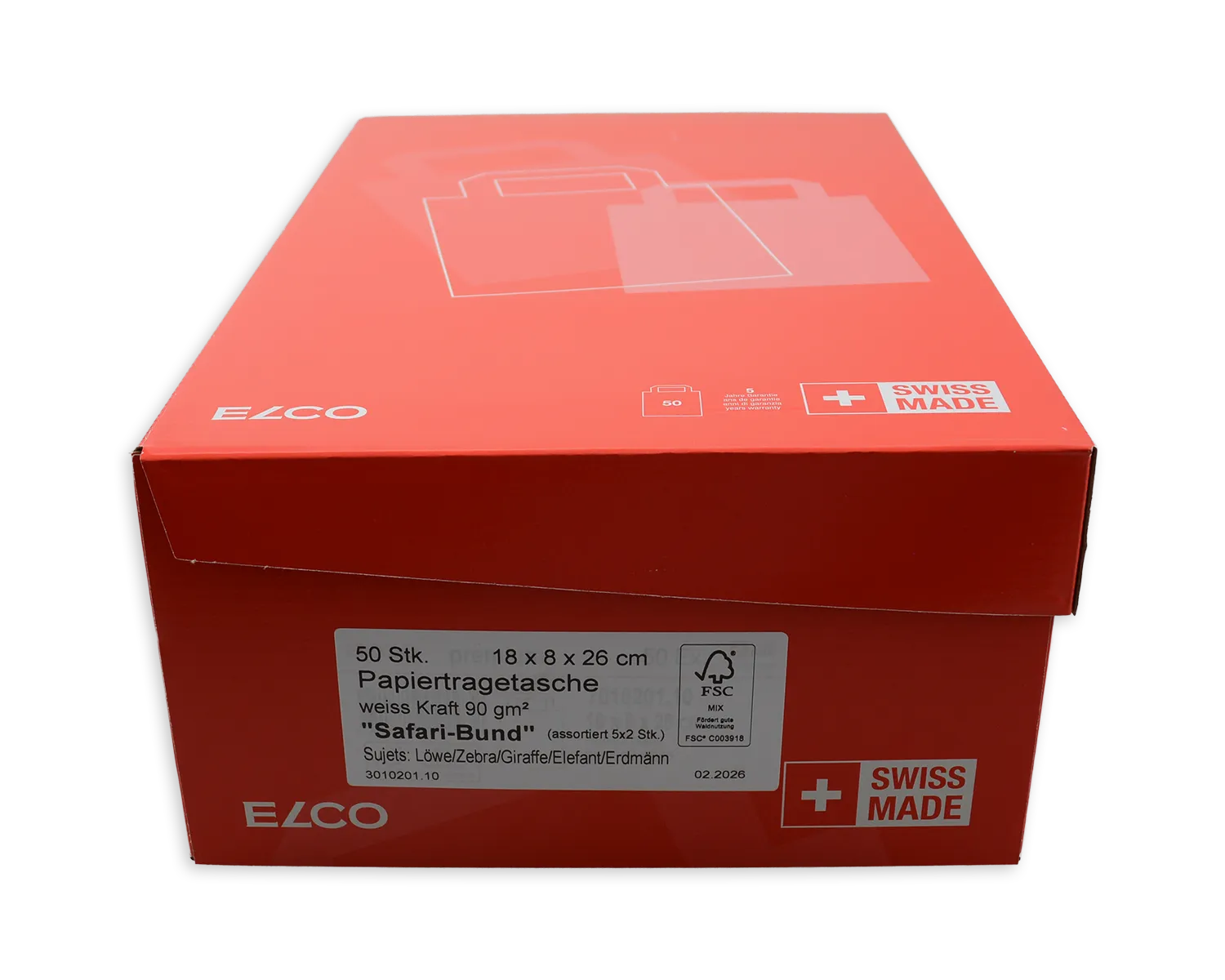 Papiertragetasche, ELCO Color, 18 x 8 x 26 cm, 90g/m2, Geschenktaschen Set