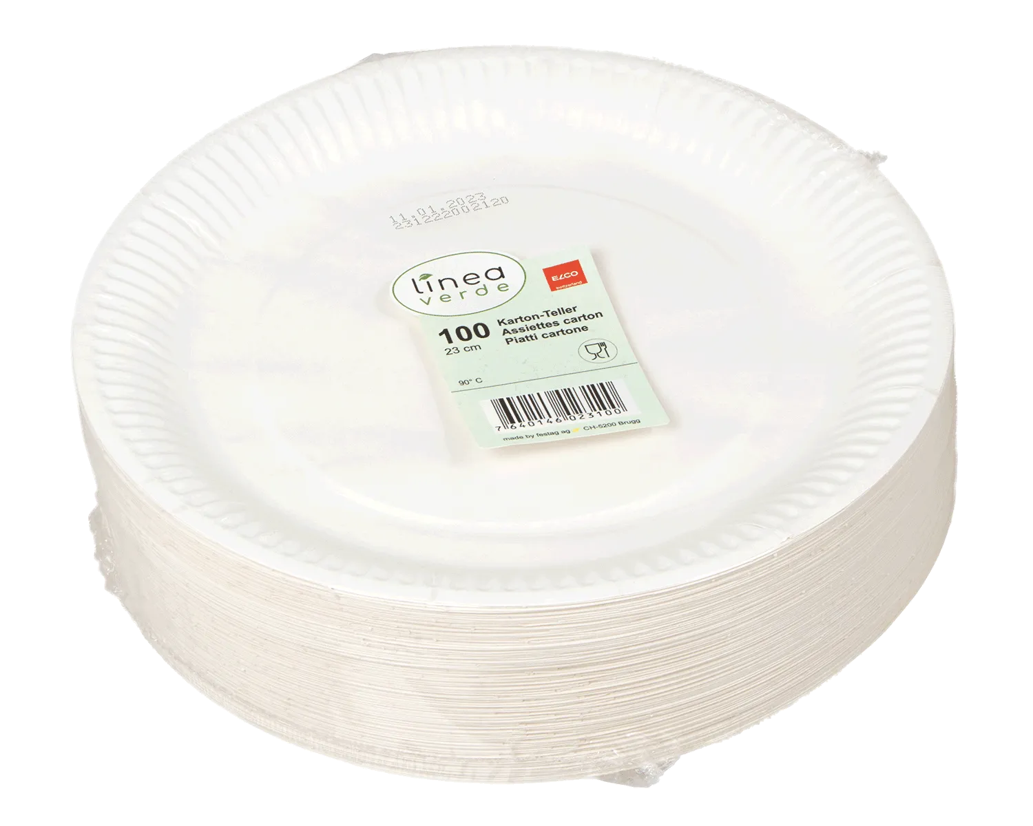 Karton-Teller aus Frischfasern &oslash;23 cm - 100er Pack