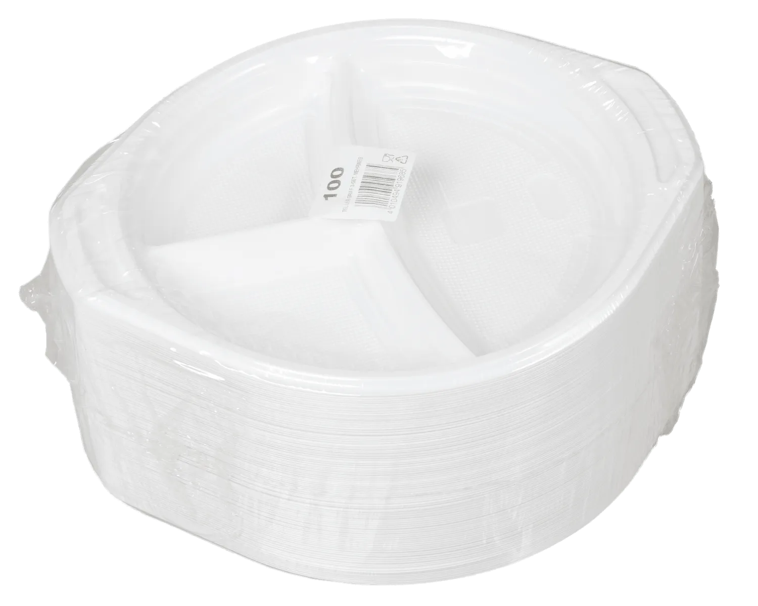 Teller flach, 3-geteilt &oslash;22 cm - 100er Pack