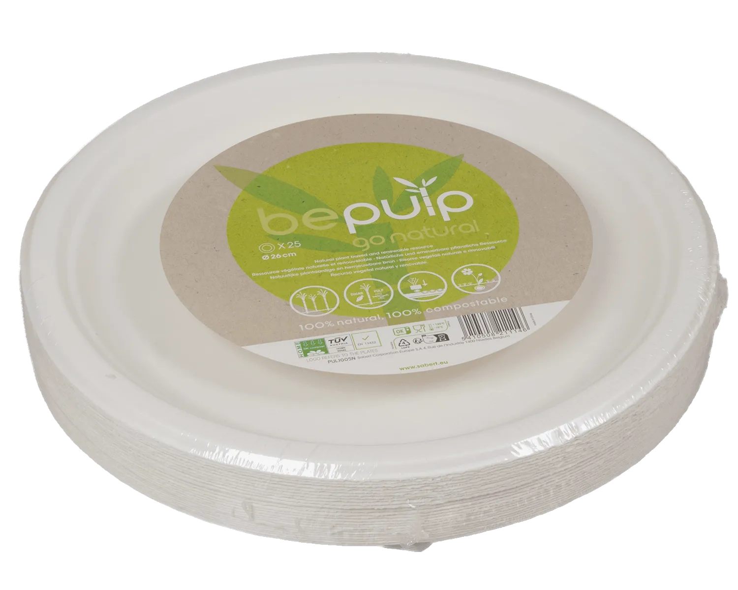 Bio Teller kompostierbar, rund &oslash;26 cm - 25er Pack