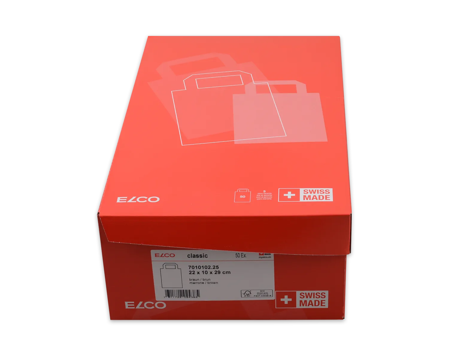 Papiertragetasche, ELCO Classic, 22 x 10 x 29 cm, 90g/m2, braun